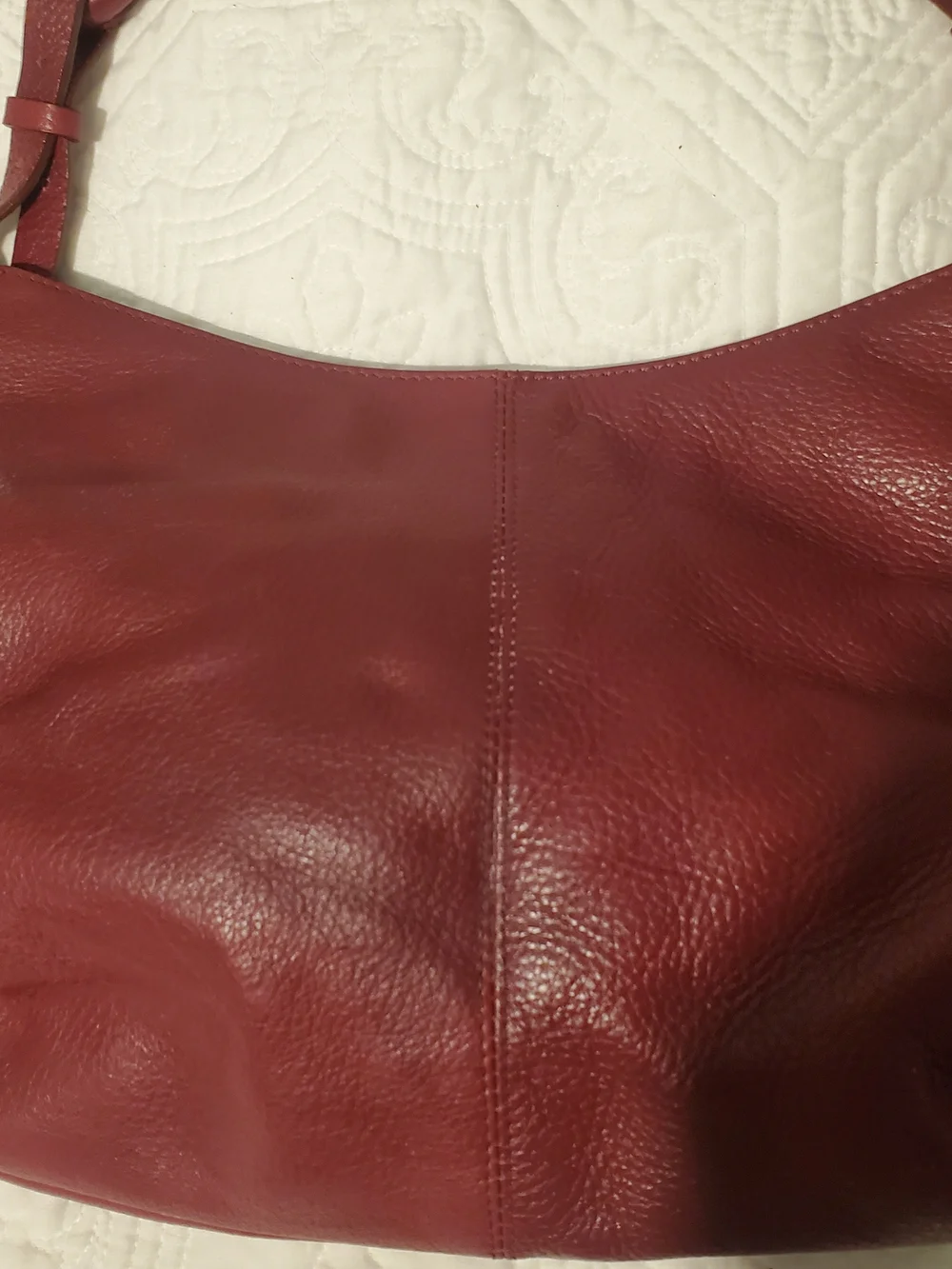 Vtg Nordstrom Red Pebbled Leather Hobo Shoulder Bag Slouchy Crescent Purse Y2K